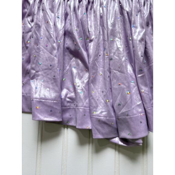 QUEEN OF SPARKLES GLITTER HEART SWING SHORTS IN LILAC SZ MEDIUM - Picture 5 of 6